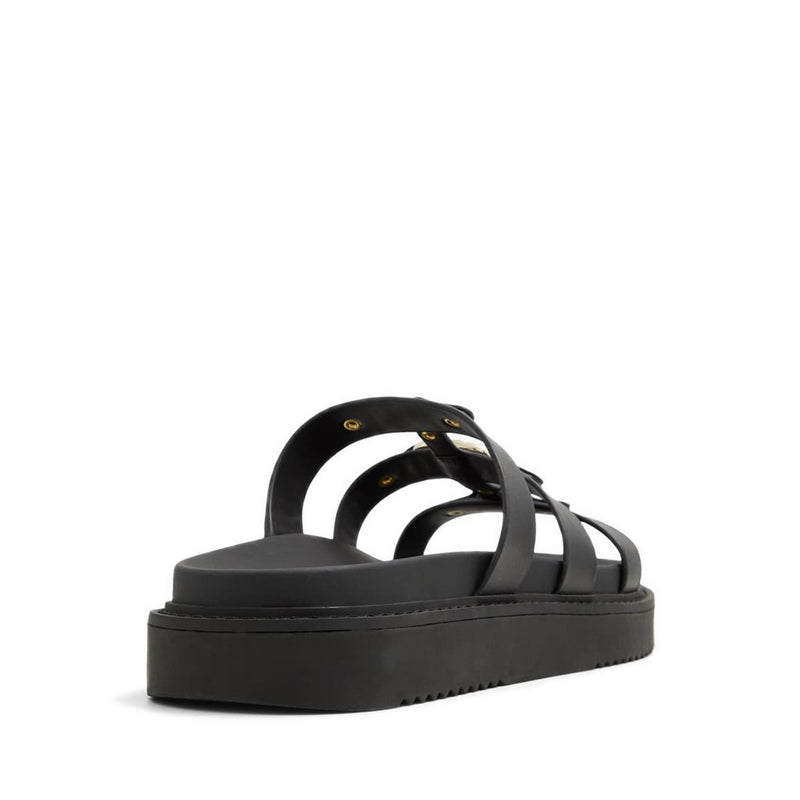 Mariesoleil Women's Strappy Flat Sandal - Black